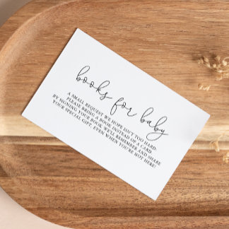 Eenvoudig kalligrafie baby shower boek verzoek   informatiekaartje