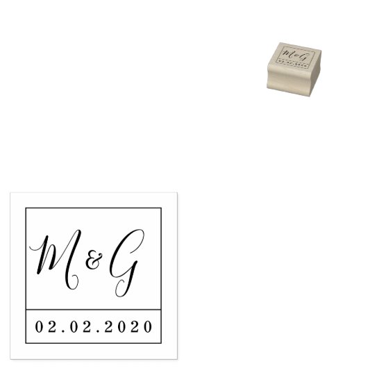 Eenvoudig kalligrafie script | De trouwdatum opsla Rubberstempel (Gestempeld)