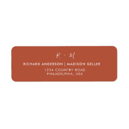 Eenvoudig kalligrafie Terracotta Weddenschap Etiket
