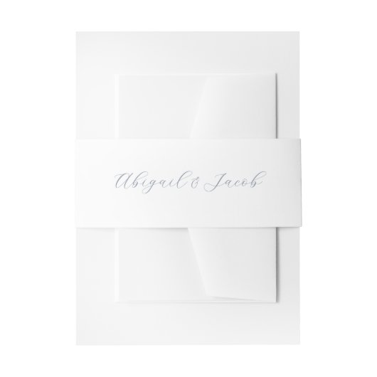 Eenvoudig kalligrafiescript Blue Wedding Invitatio Uitnodigingen Wikkel (Voorkant Voorbeeld)