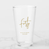 Eenvoudig kalligrafisch goud 40e verjaardag glas (Voorkant)