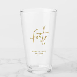 Eenvoudig kalligrafisch goud 40e verjaardag glas