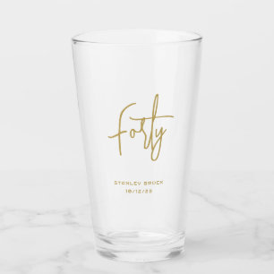 Eenvoudig kalligrafisch goud 40e verjaardag glas