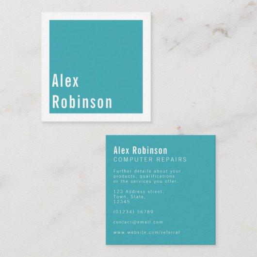 Eenvoudig kanaals blauw vierkant visitekaartje (Voorkant / Achterkant)