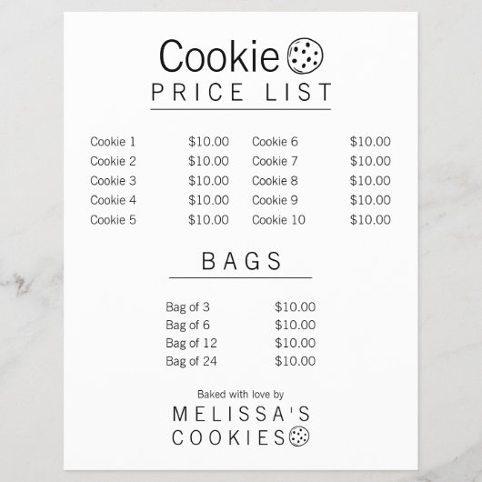 Eenvoudig kant-en-klaar bakkerijmenu flyer (Voorkant)