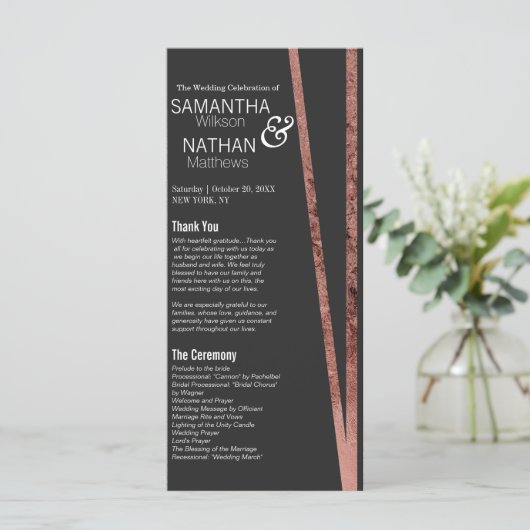 Eenvoudig kantelbaar Roos Gold Border Black Chic W Programmakaart (Staand voorkant)