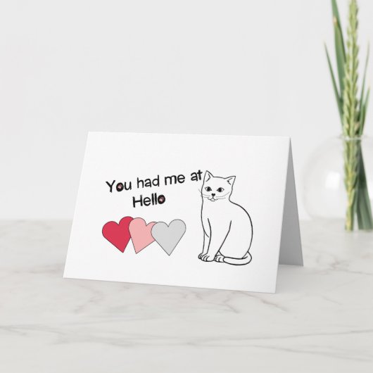 Eenvoudig kat dat je bij Hallo Valentijn Kaart had (Voorkant)