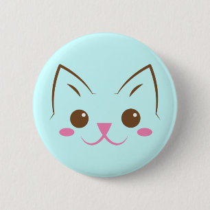 Eenvoudig kat gezicht zo schattig! ronde button 5,7 cm