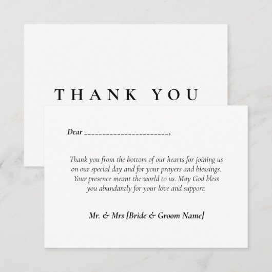 Eenvoudig katholiek bedankt minimalistisch (Voorkant / Achterkant)