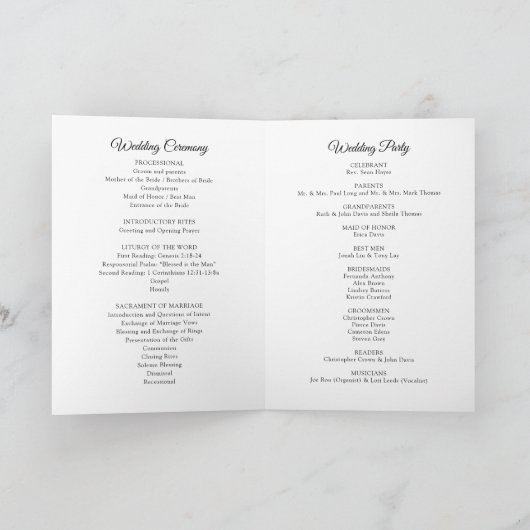 Eenvoudig Katholiek Mis Bruiloft Programma Boekje (Binnen)