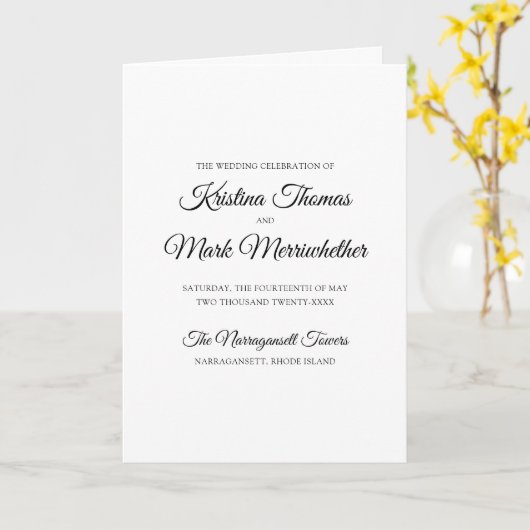 Eenvoudig Katholiek Mis Bruiloft Programma Boekje (Gele Bloem)