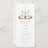 Eenvoudig Katholiek Waterverf Kerk Trouwprogramma Kaart (Voorkant)