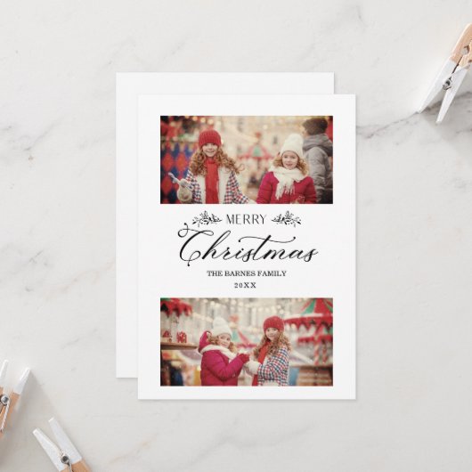 Eenvoudig Kerst met kerst Botanische Branches 2 Fo Kaart (Voorkant / Achterkant in situ)