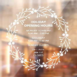 Eenvoudig kerst-openingsurenbord raamsticker