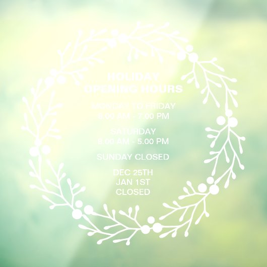 Eenvoudig kerst openuren bord, Kerstmis Raamsticker (Vel 3)