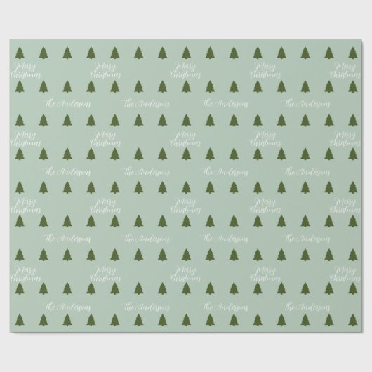 Eenvoudig kerstboom monogram inpakpapier (Vlak)
