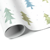 Eenvoudig kerstboomkleurig Waterverf patroon Cadeaupapier (Rol Hoek)