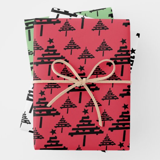Eenvoudig kerstboompatroon Feestdagen Inpakpapier Vel (In situ)