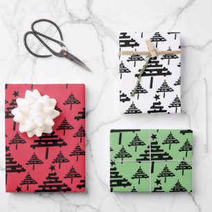 Eenvoudig Kerstboompatroon Vakanties Inpakpapier Vel