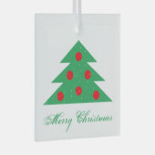 Eenvoudig kerstboomvormig rood-droog script glas ornament (Voorkant Rechts)