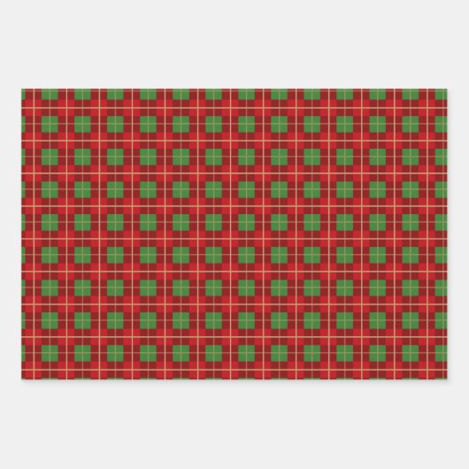 Eenvoudig kerstcadeau rood en groen gecheckt inpakpapier vel (Voorkant)