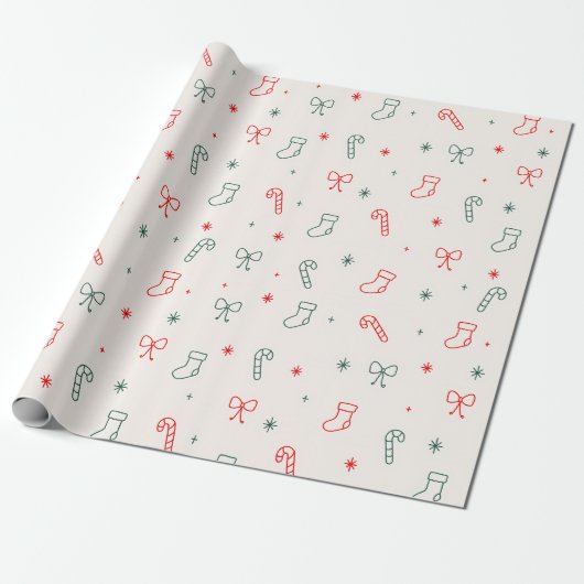 Eenvoudig kerstcadeaupapier cadeaupapier (Uitgerold)