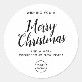 Eenvoudig kerstcadeautje voor zakelijke Logo White Ronde Sticker