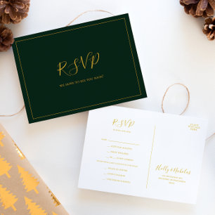 Eenvoudig kerstfeest Groen menu Keuze RSVP-Brief
