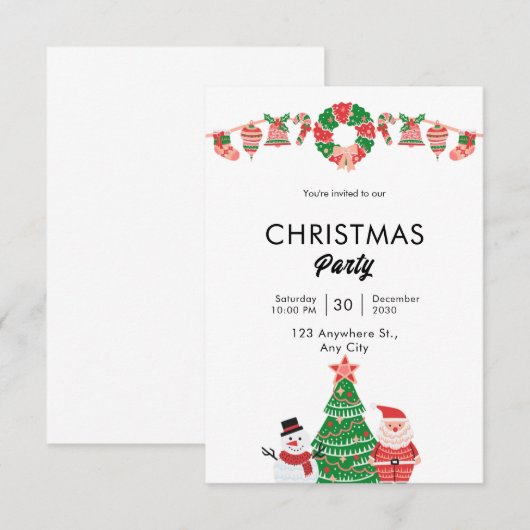 Eenvoudig kerstfeest kaart (Voorkant / Achterkant)