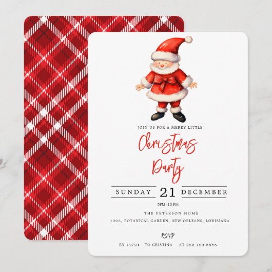 Eenvoudig kerstfeest kaart (Voorkant / Achterkant)