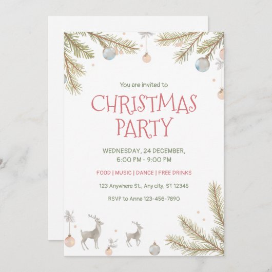 Eenvoudig kerstfeest kaart (Voorkant / Achterkant)