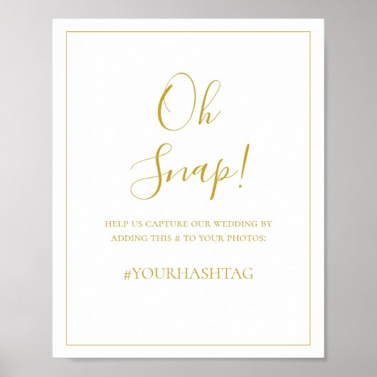 Eenvoudig kerstfeest | Oh Snap Wedding Hashtag Poster (Voorkant)