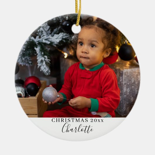 Eenvoudig kerstfeest op maat keramisch ornament (Voorkant)