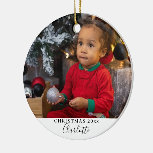 Eenvoudig kerstfeest op maat keramisch ornament (Links)