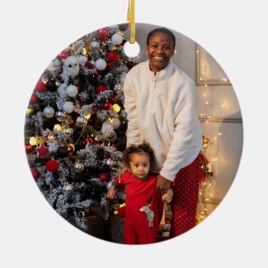 Eenvoudig kerstfeest op maat keramisch ornament (Achterkant)