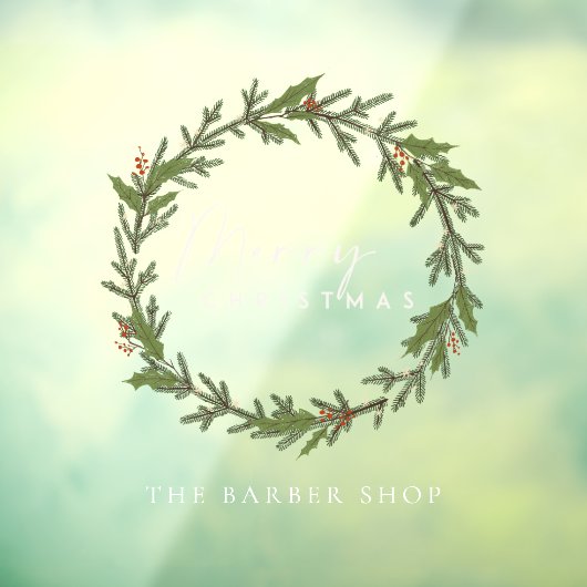 Eenvoudig kerstfeest pine Berries Green Wreate   Raamsticker (Vel 3)