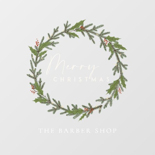 Eenvoudig kerstfeest pine Berries Green Wreate   Raamsticker (Vel)