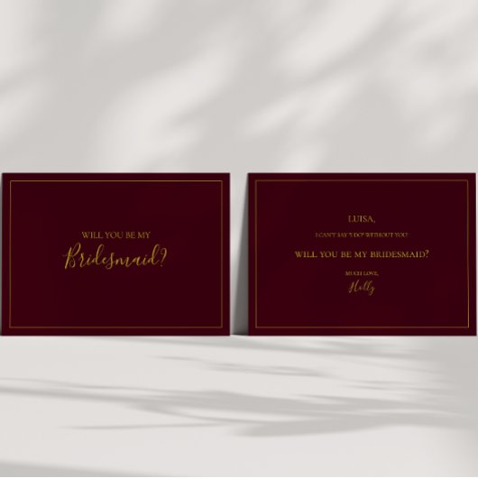 Eenvoudig kerstfeest | Red Bridesmaid-conceptkaart Kaart