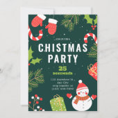 Eenvoudig kerstfeest rood en groen grappig feestdagenkaart (Voorkant)