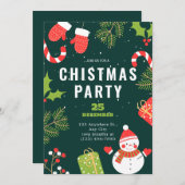 Eenvoudig kerstfeest rood en groen grappig feestdagenkaart (Voorkant / Achterkant)