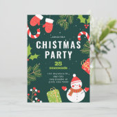 Eenvoudig kerstfeest rood en groen grappig feestdagenkaart (Staand voorkant)