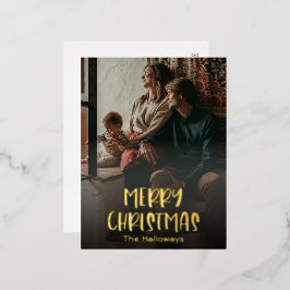 Eenvoudig kerstfeest, volledig verticaal foto Gold Folie Feestdagen Briefkaart