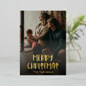 Eenvoudig kerstfeest, volledig verticaal foto Gold Folie Feestdagenkaart (Staand Voorkant)