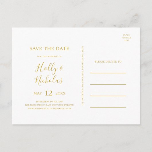 Eenvoudig kerstfeest | White Save the Date Briefka Uitnodiging Briefkaart (Achterkant)