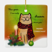 Eenvoudig kerstfeest zonder je zoete kat keramisch ornament (Achterkant)