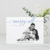 Eenvoudig kerstfoto, kobalt Blue Feestdagenkaart (Staand voorkant)