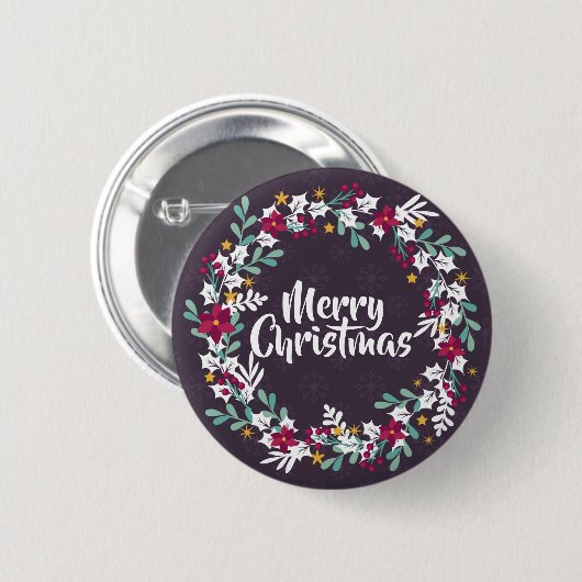 Eenvoudig kerstgeschut Paars | Pin-Button Ronde Button 5,7 Cm (Voorkant /achterkant)
