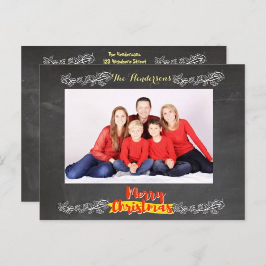 Eenvoudig kerstkerst feestdagenkaart (Voorkant / Achterkant)