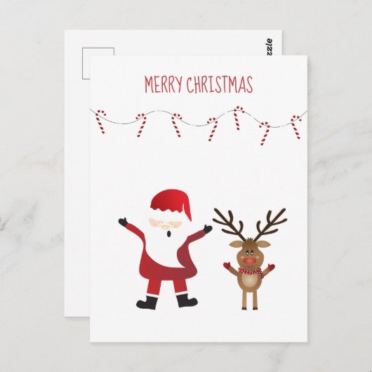 Eenvoudig kerstkerstkerstkerstfeest briefkaart (Voorkant / Achterkant)