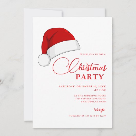 Eenvoudig Kerstman Hat Script Kerstfeest Kaart (Voorkant)